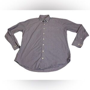 Peter Millar Shirt Mens Large Blue Pink Plaid Performance Stretch Nylon Cotton